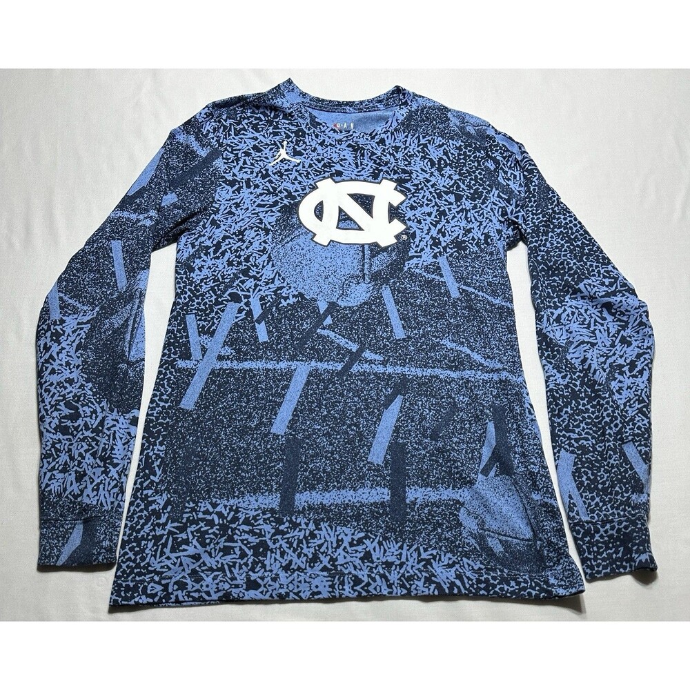 North Carolina Tarheels Air Jordan Dri-Fit Long Sleeve Blue Shirt Mens Small UNC
